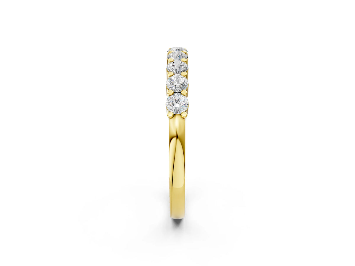 Yellow gold Round Diamond Prong Set Half-Eternity Band