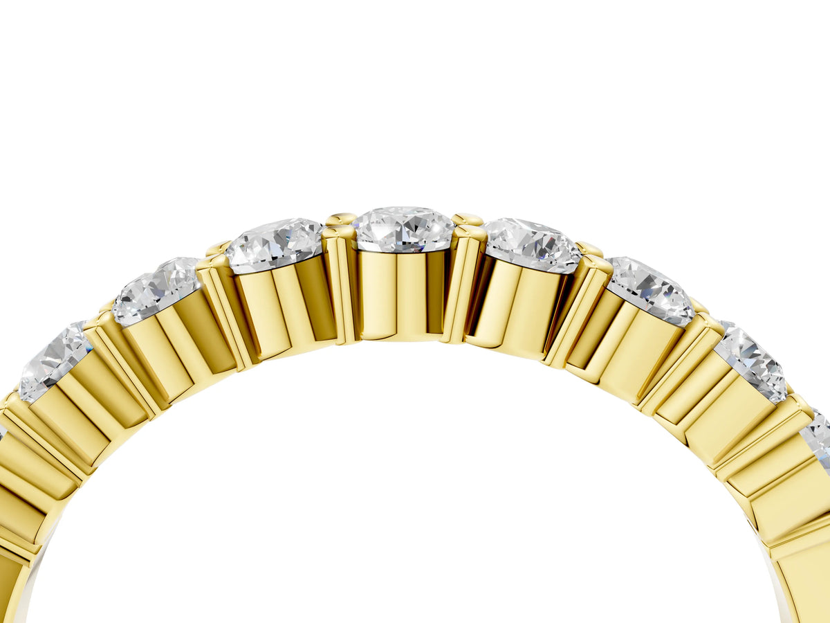 Yellow gold Round Diamond Prong Set Half-Eternity Band