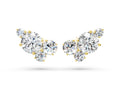 Yellow gold Round and Oval Diamond Hydrangea Bouquet Stud Earrings with Round Diamond Accents