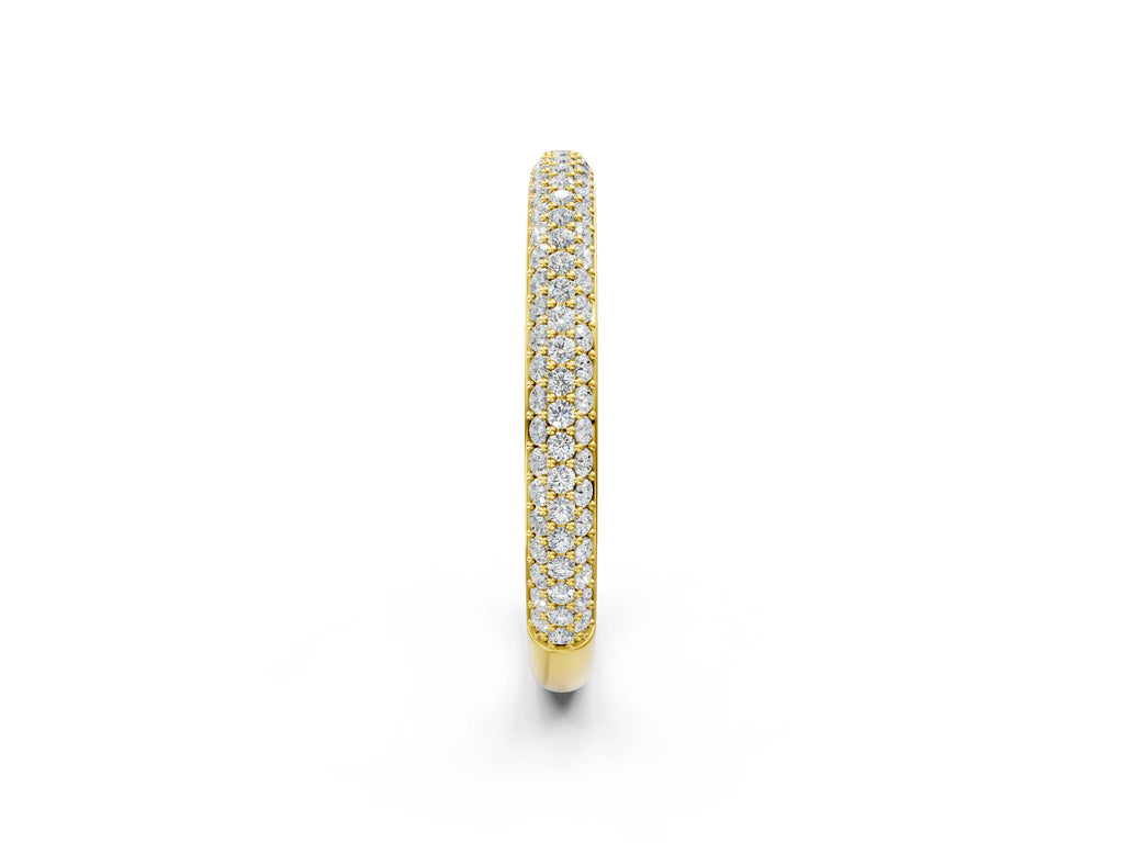 Yellow gold Three-Row Round Diamond Pavé Eternity Band