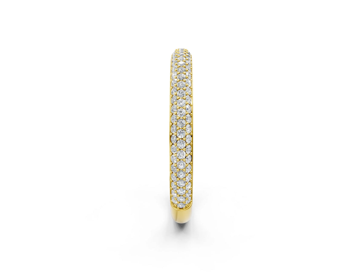 Yellow gold Three-Row Round Diamond Pavé Eternity Band
