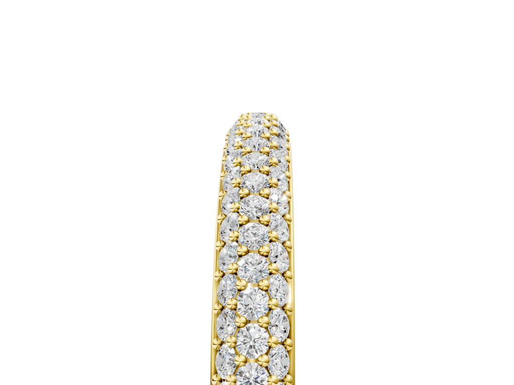 Yellow gold Three-Row Round Diamond Pavé Eternity Band
