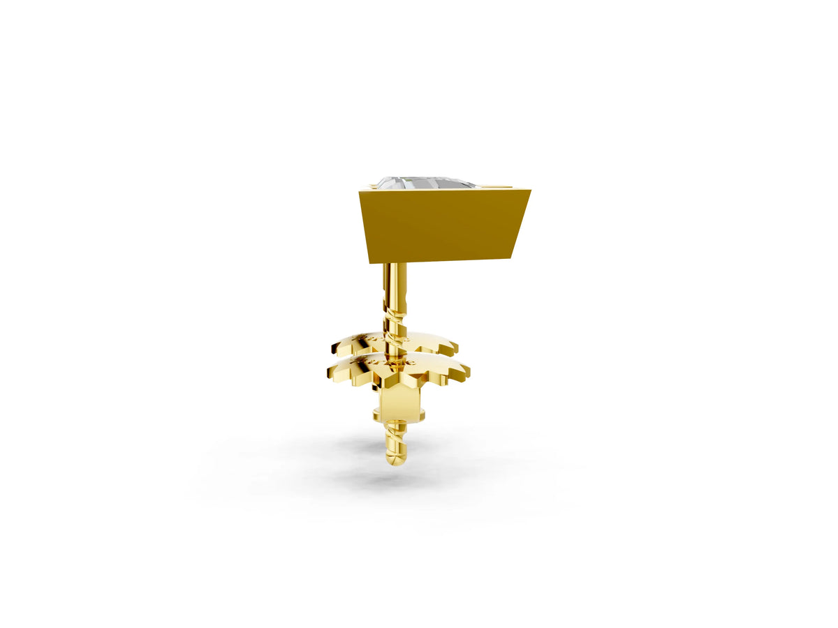 Yellow gold Trillion Diamond Bezel-Set Solitaire Stud Earrings