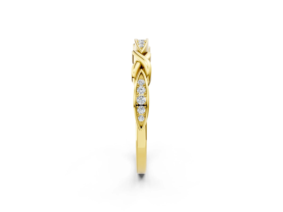Yellow gold Twisted Marquise Diamond Pavé Band with Shared Prong Setting