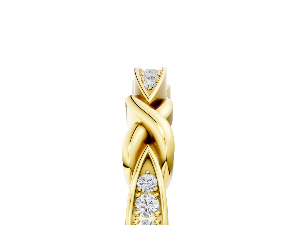 Yellow gold Twisted Marquise Diamond Pavé Band with Shared Prong Setting