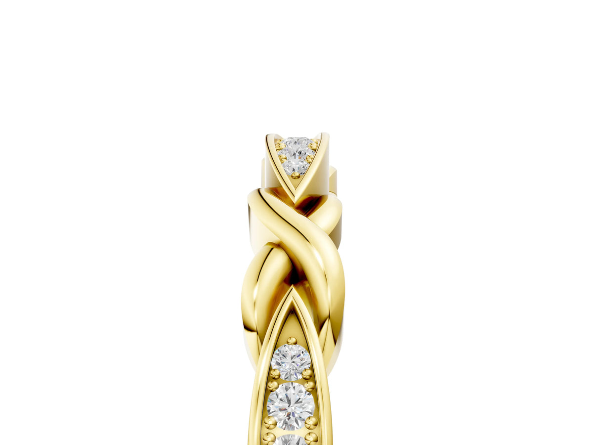 Yellow gold Twisted Marquise Diamond Pavé Band with Shared Prong Setting