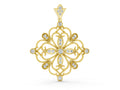 Yellow gold Vintage Floral Diamond Pendant with Round Brilliant Cut and Pavé Setting